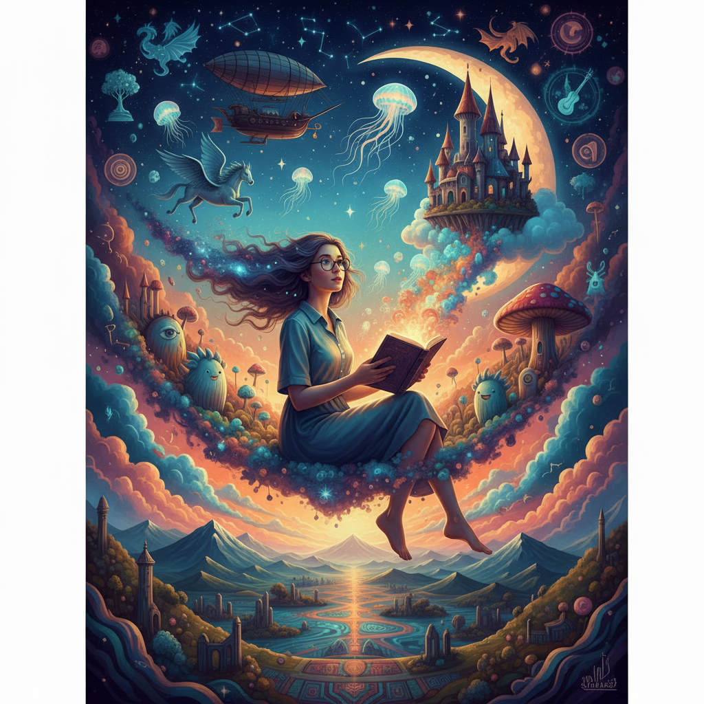 Add black round glasses to the woman in this image